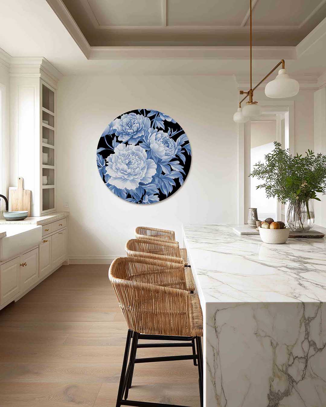 Blauwe bloemen Muurcirkel