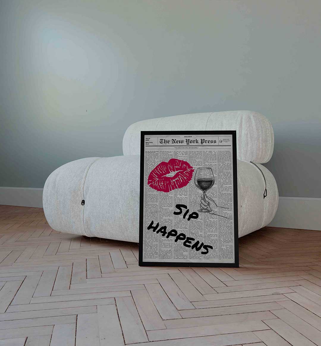 Wijn en lippenstift Poster