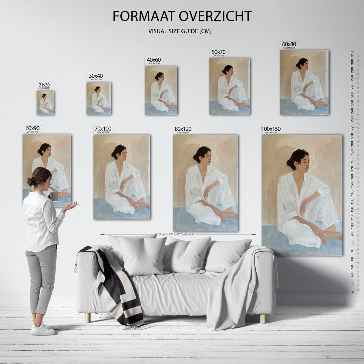 Vrouw in witte kleding Poster