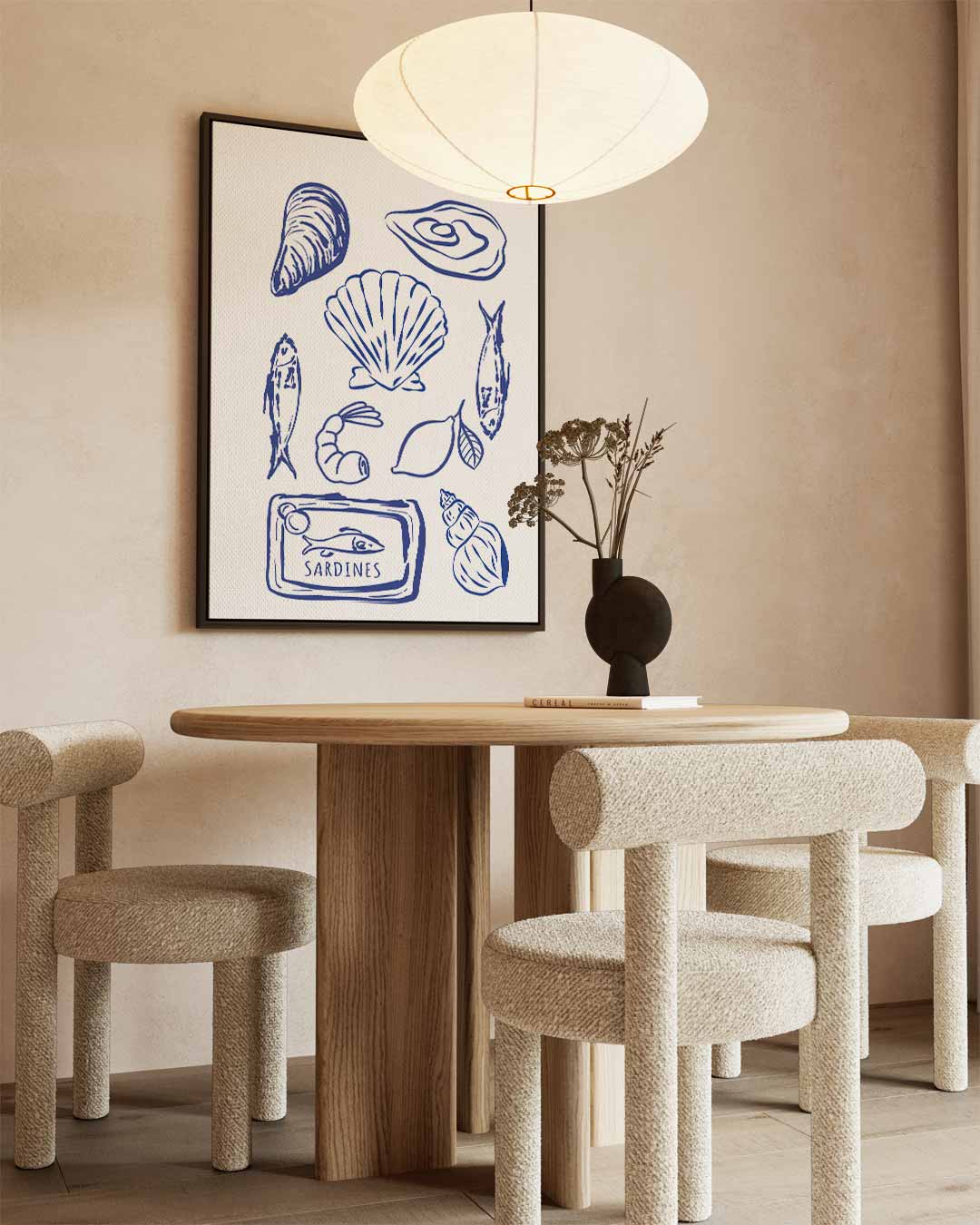 Maritieme Blauwe Schetsen Kunstwerk-canvas-dibond-plexiglas-wanddecoratie-WallArtistic