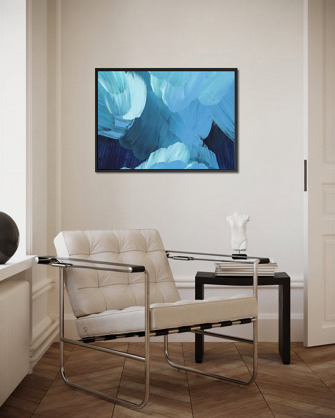 Dynamische blauwe beweging Kunstwerk
