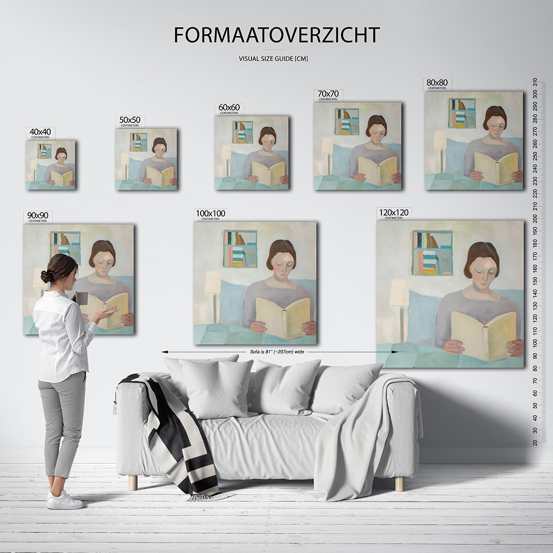 Vrouw leest boek Kunstwerk