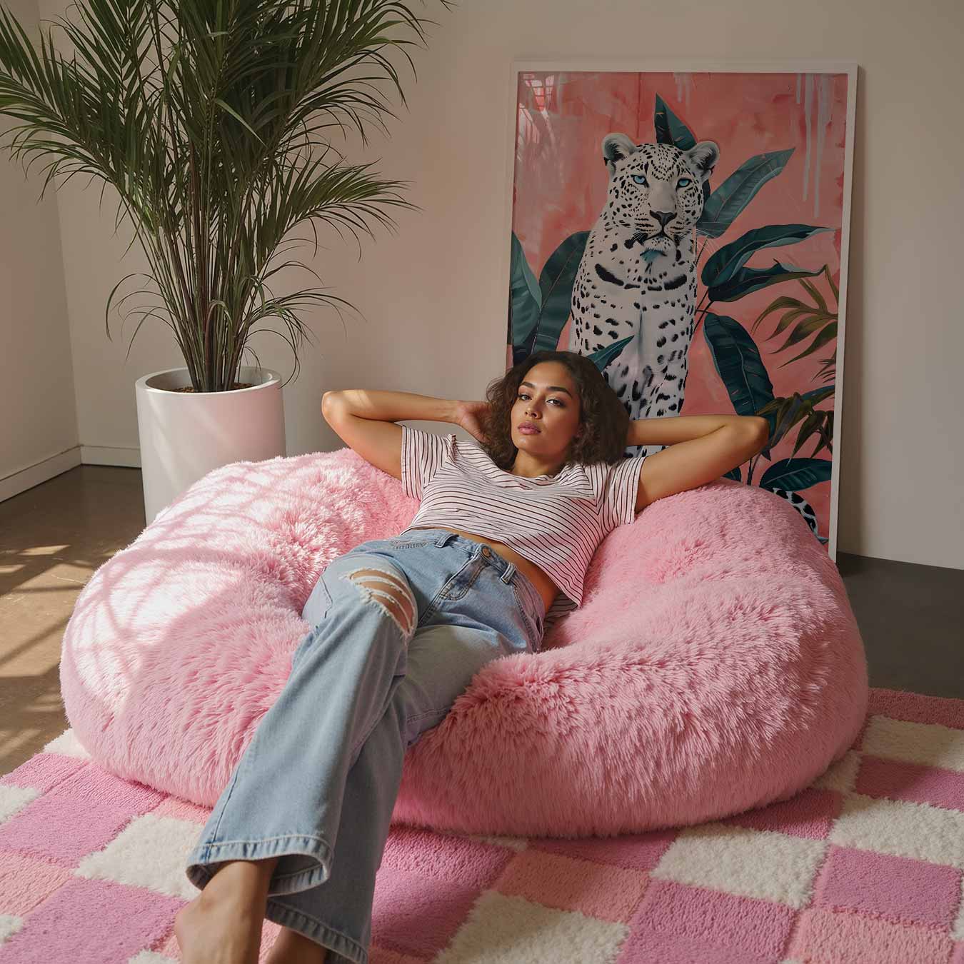 Mystieke Luipaard op Roze Poster-WallArtistic