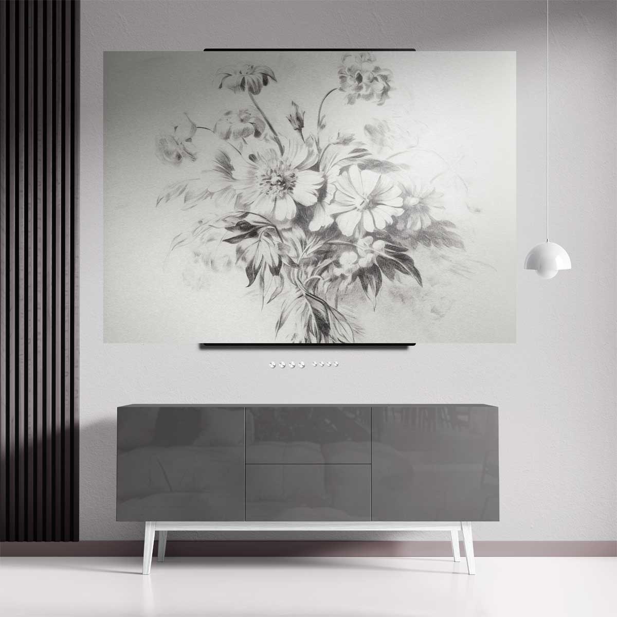 Bloemenpracht in Potlood Kunstwerk-canvas-dibond-plexiglas-wanddecoratie-WallArtistic