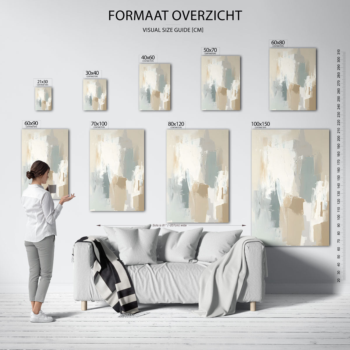 Abstracte beige en grijze Poster