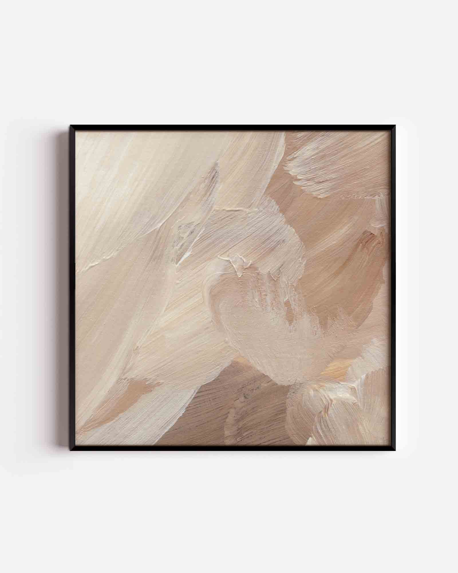 Abstracte beige penseelstreken Poster