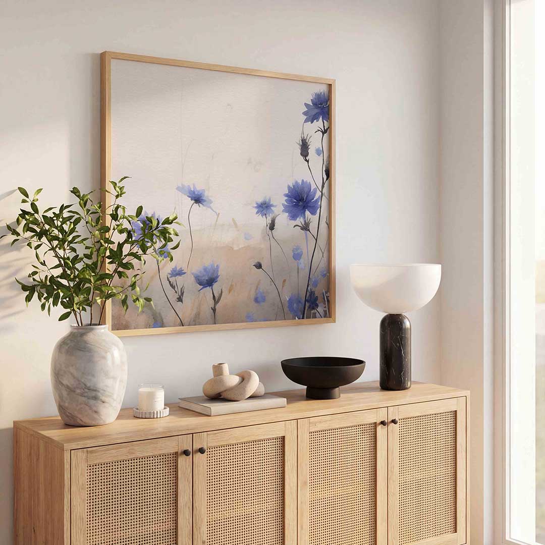 Blauwe bloemen Poster