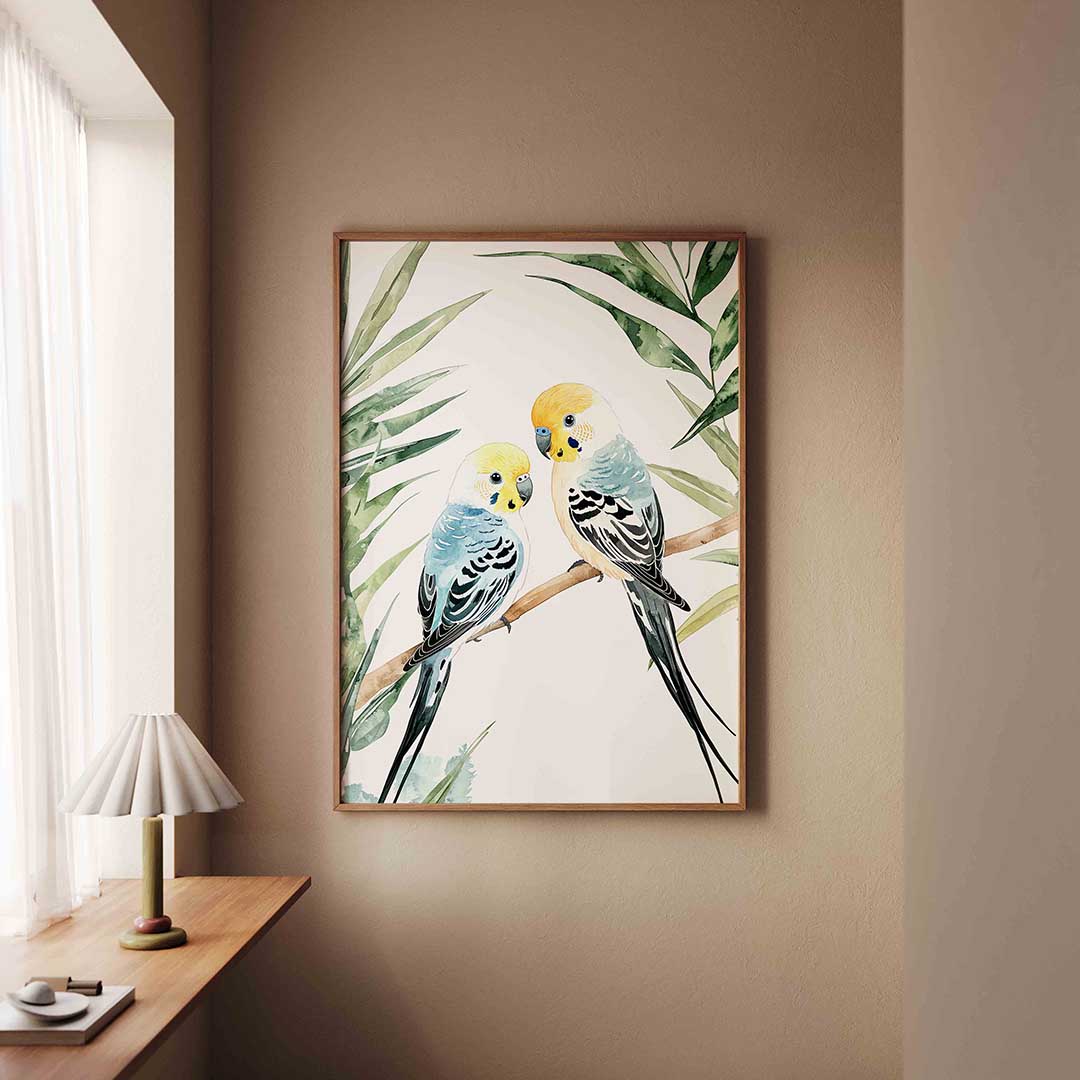 Parkieten op tak Poster