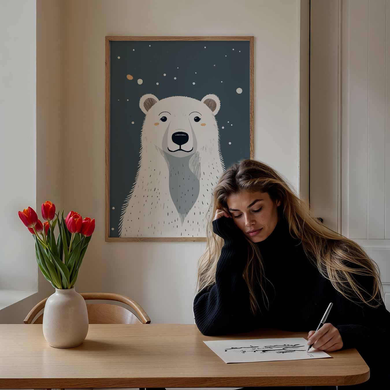 Schattige IJsbeer Illustratie Poster-WallArtistic