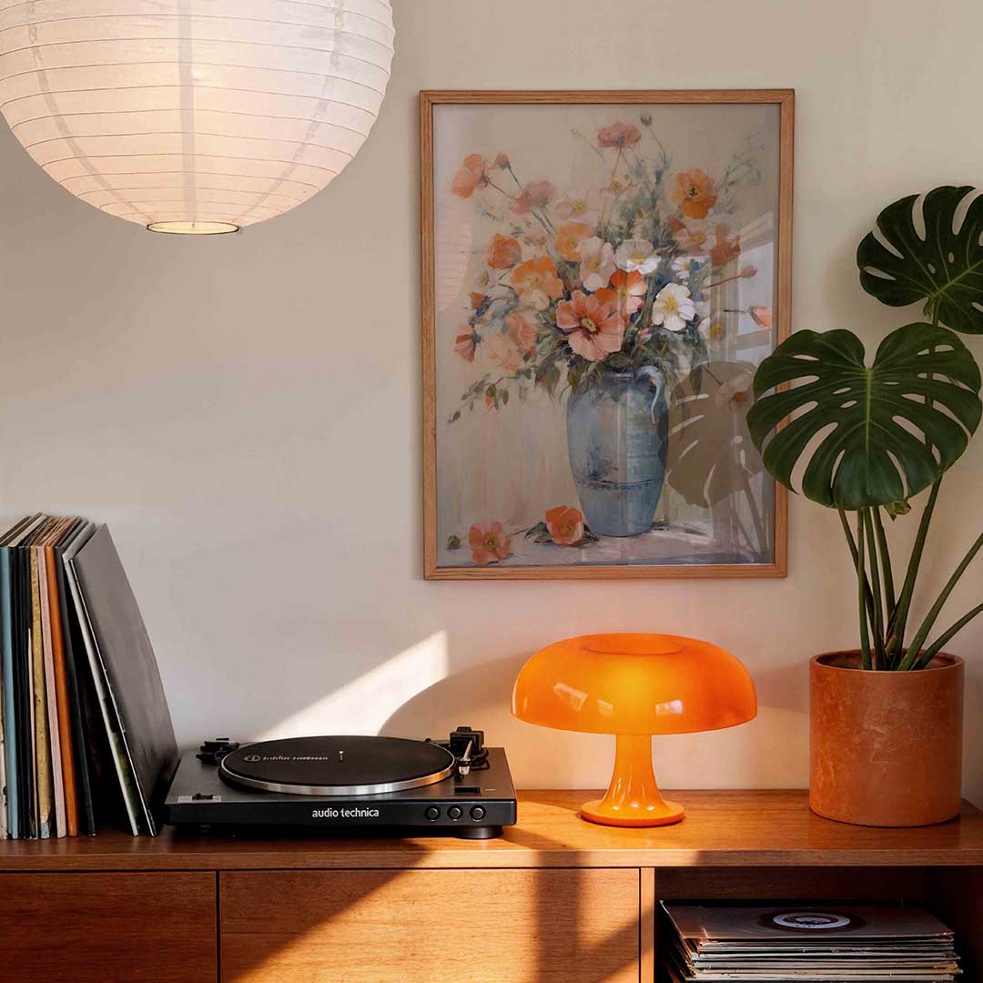Bloemen in blauwe vaas Poster