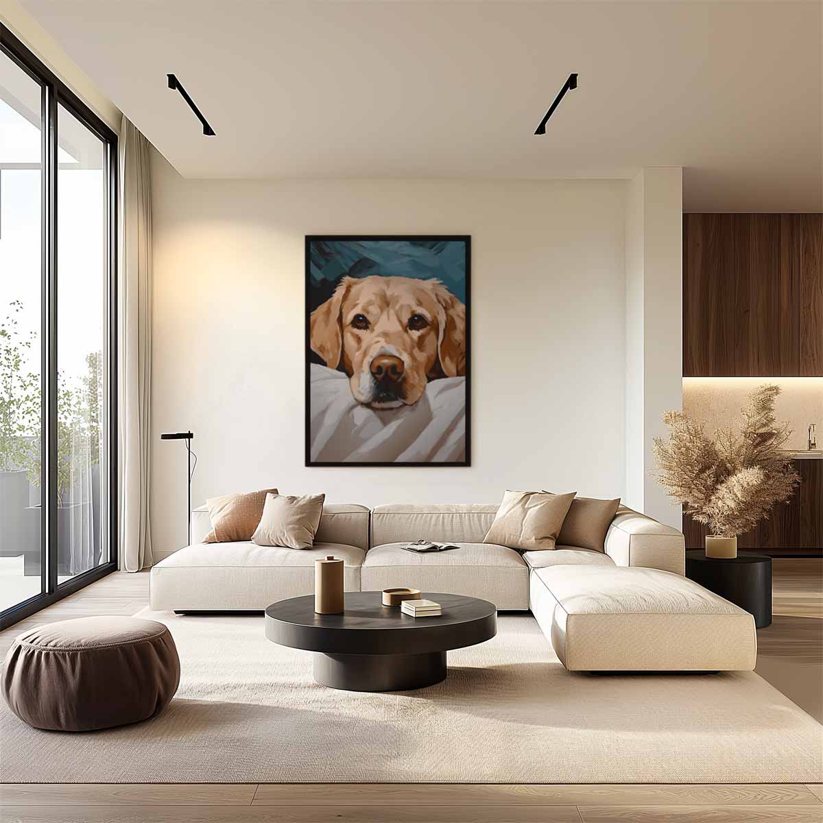 Dromerige Labradoodle Kunstwerk-canvas-dibond-plexiglas-wanddecoratie-WallArtistic