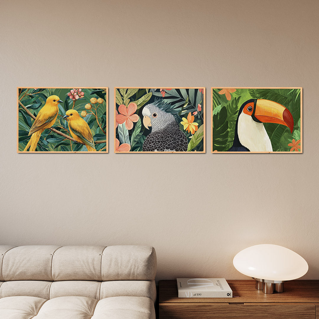 Vogels en bladeren Posterset