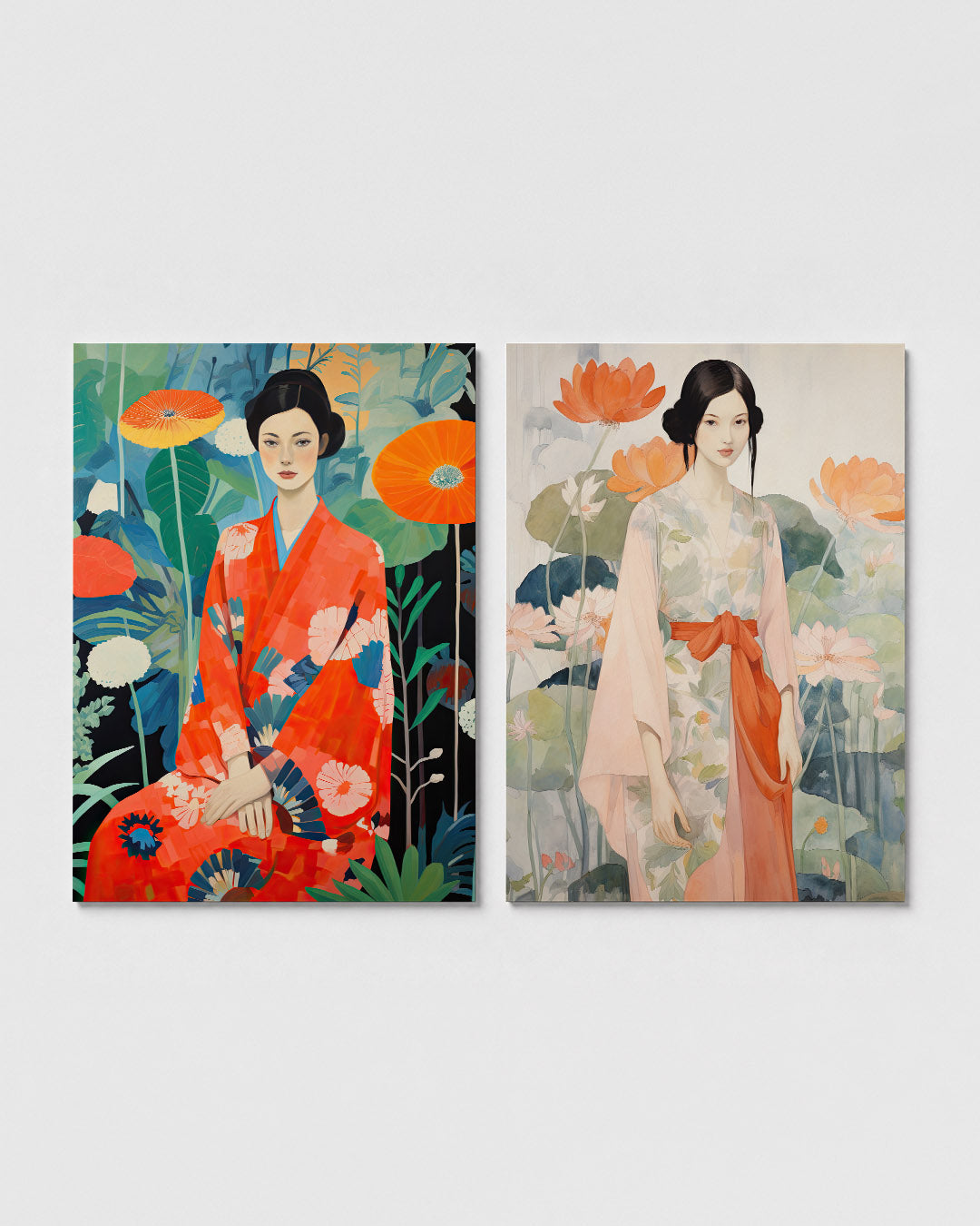 Bloemen en kimono Posterset