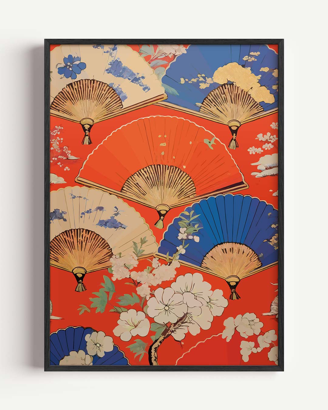 Kleurrijke Waaier en Bloemen Poster-WallArtistic