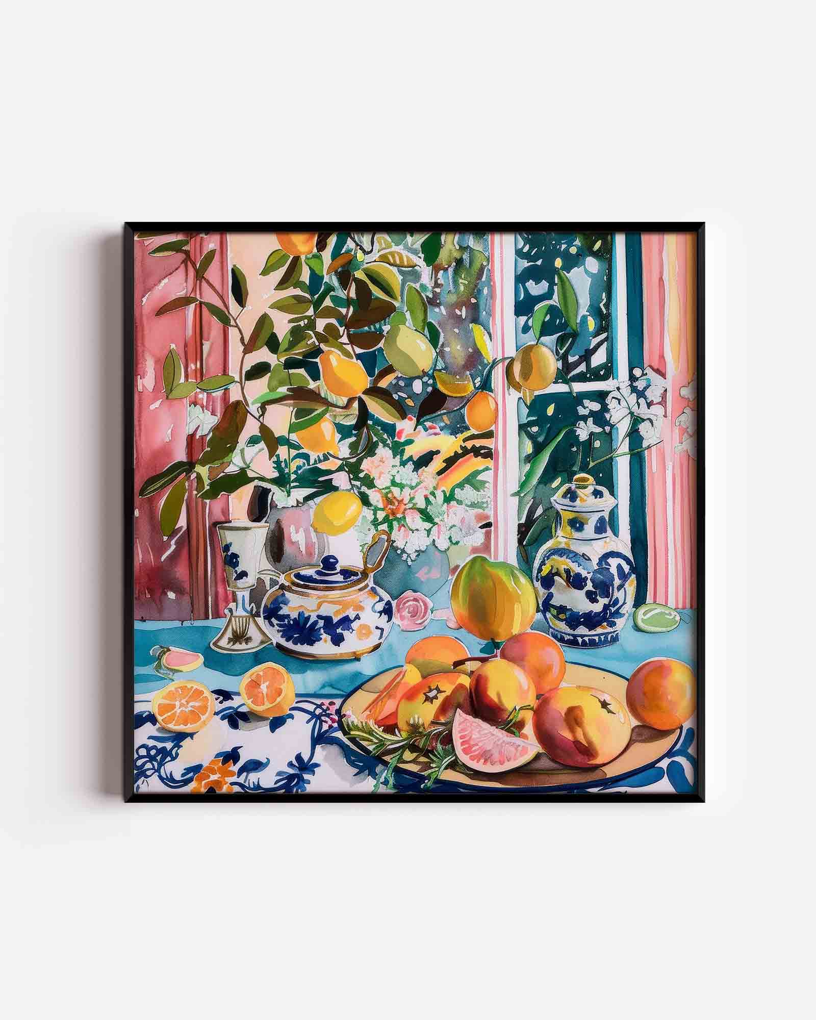 Fruit en servies Poster