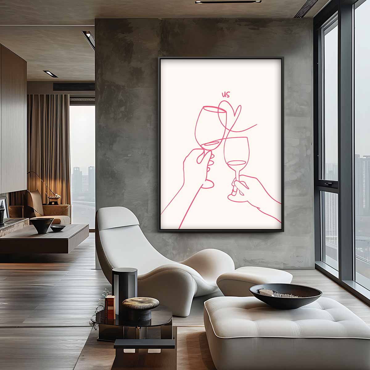 Romantische Toast Illustratie Kunstwerk-canvas-dibond-plexiglas-wanddecoratie-WallArtistic
