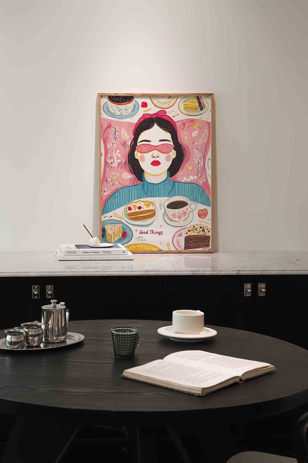 Vrouw met desserts Poster