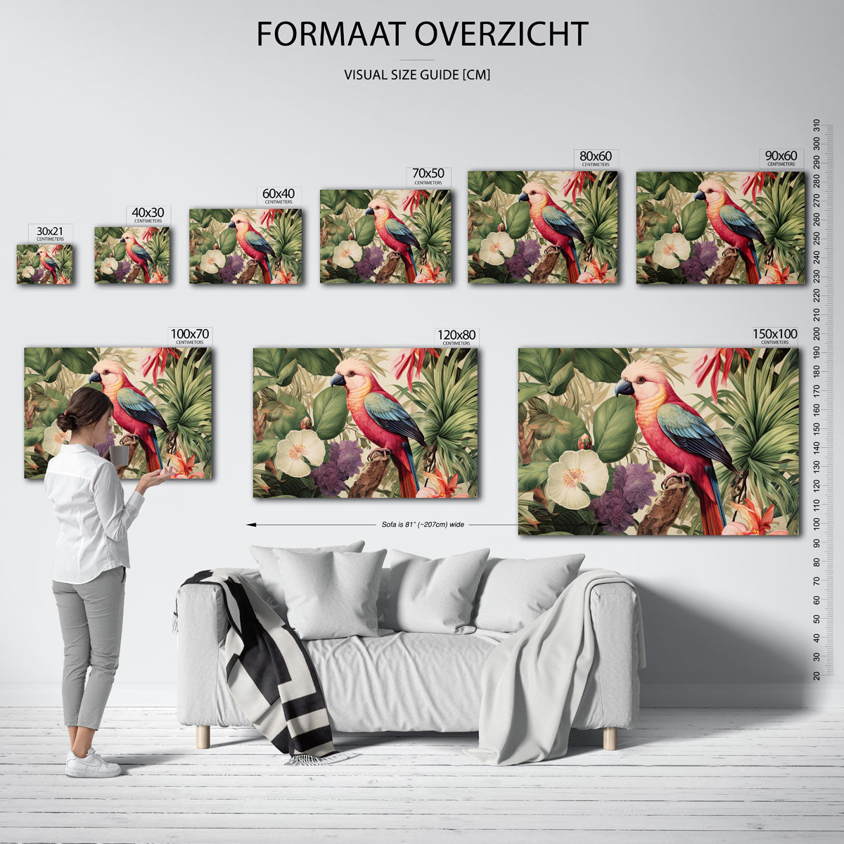 Papegaai en bloemen Poster