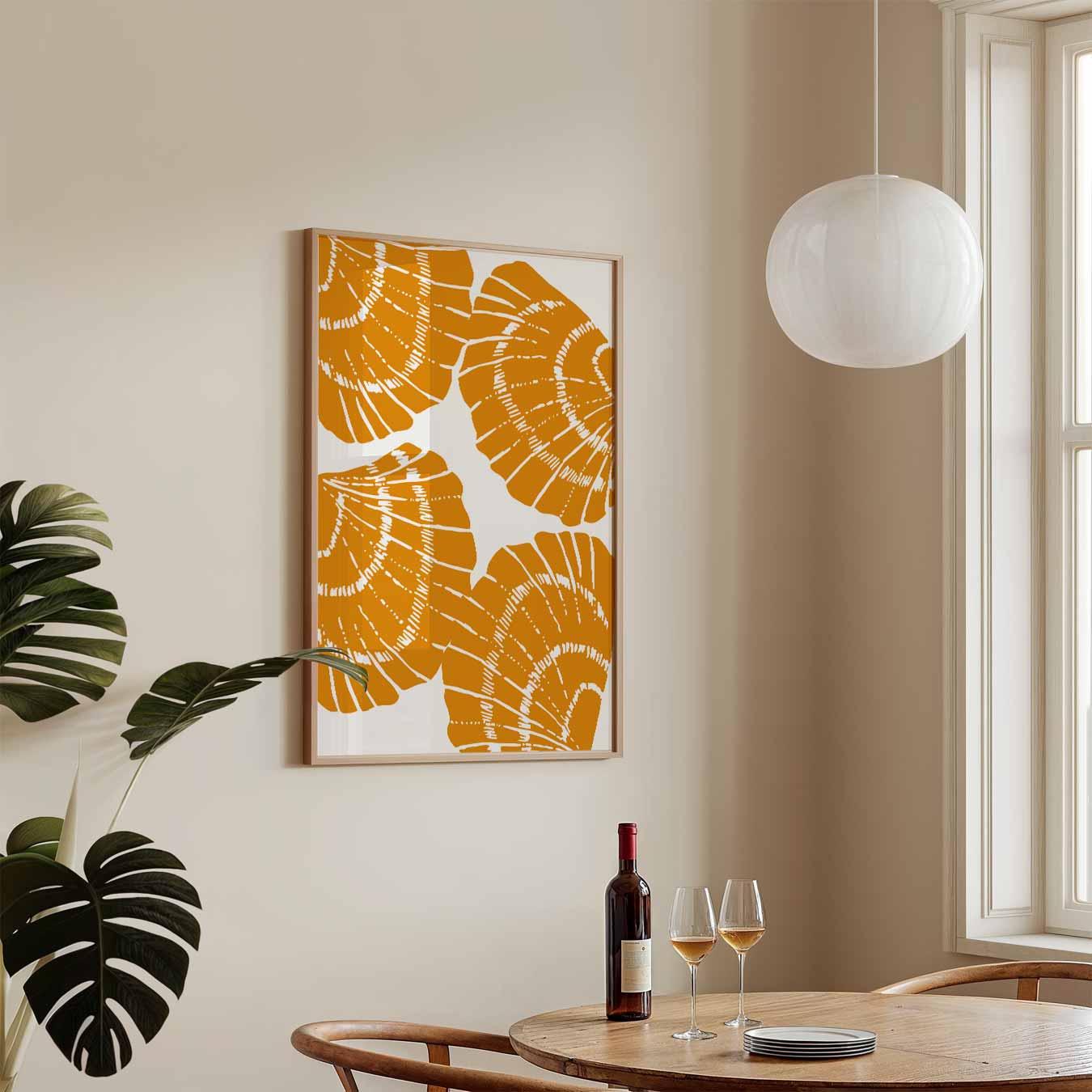 Schelpen Sfeerposter in Oranje Poster-WallArtistic