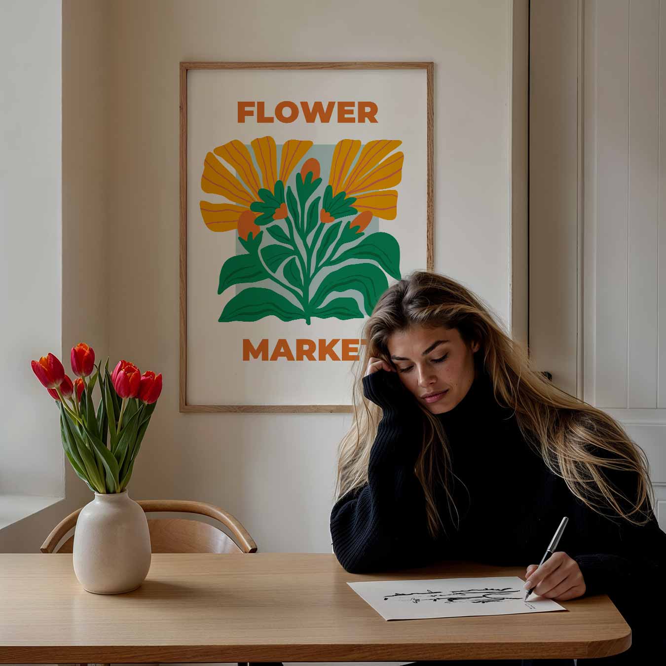 Kleurrijke Bloemenmarkt Poster-WallArtistic