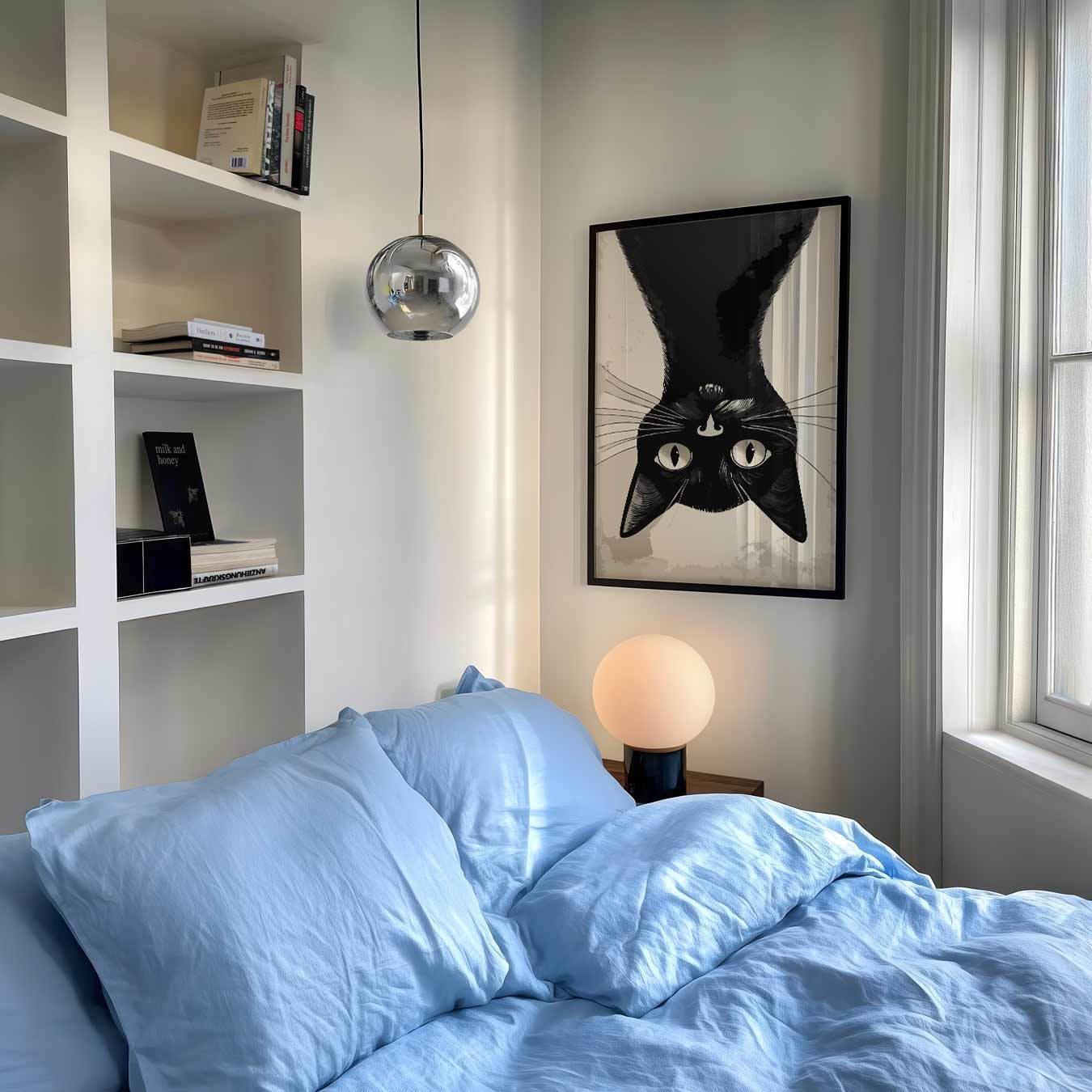 Schattige Omgekeerde Kat Poster-WallArtistic
