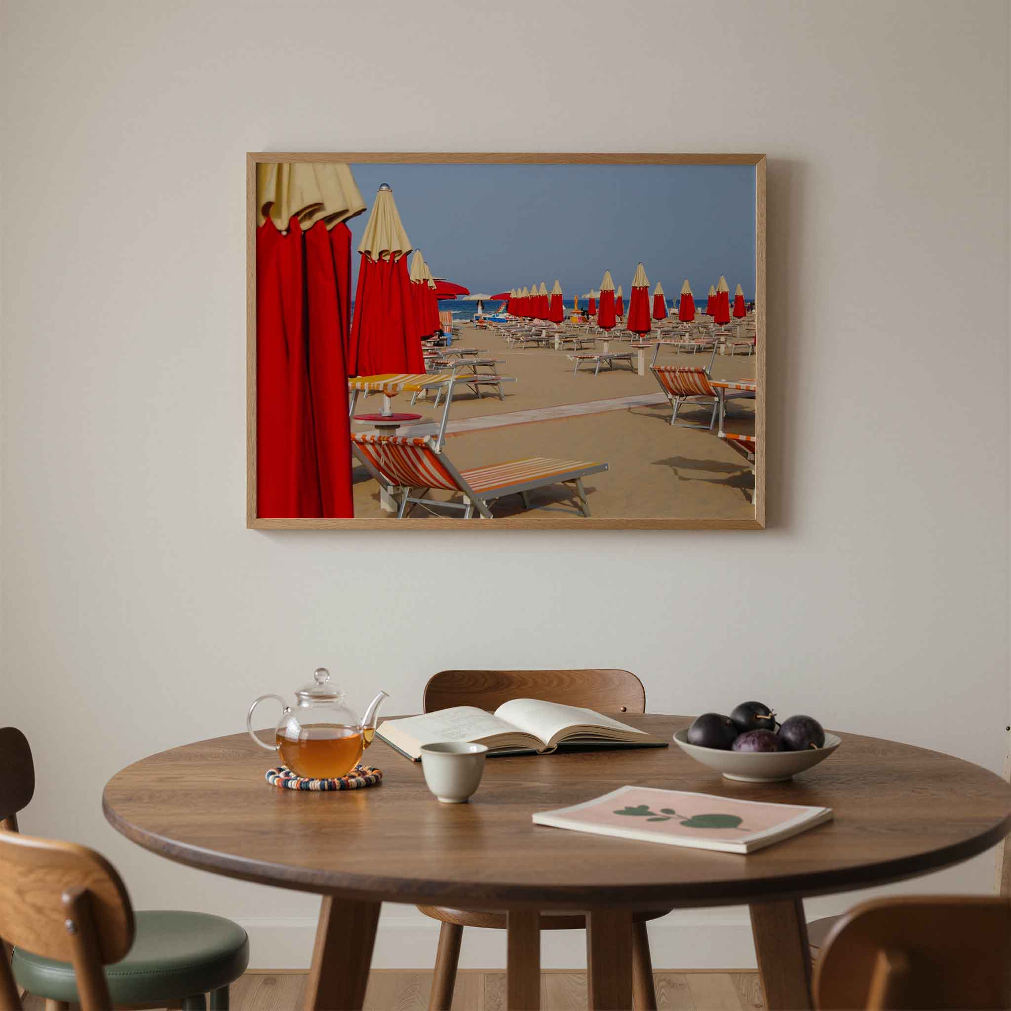 Strandstoelen en parasols Poster