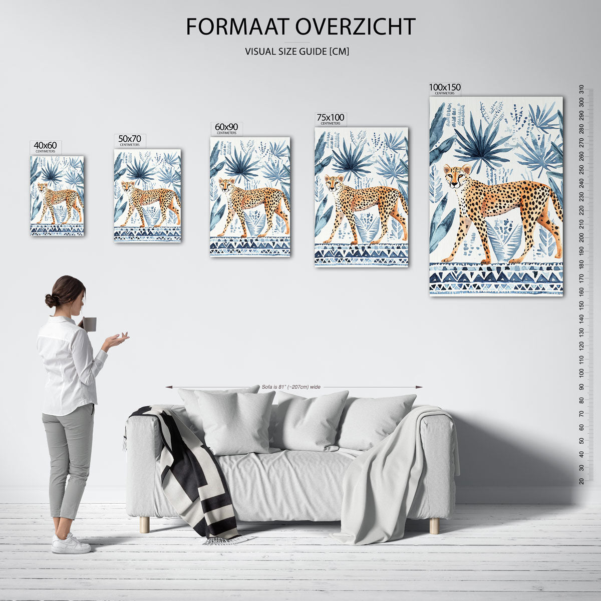 Luipaard met bladeren Kunstwerk