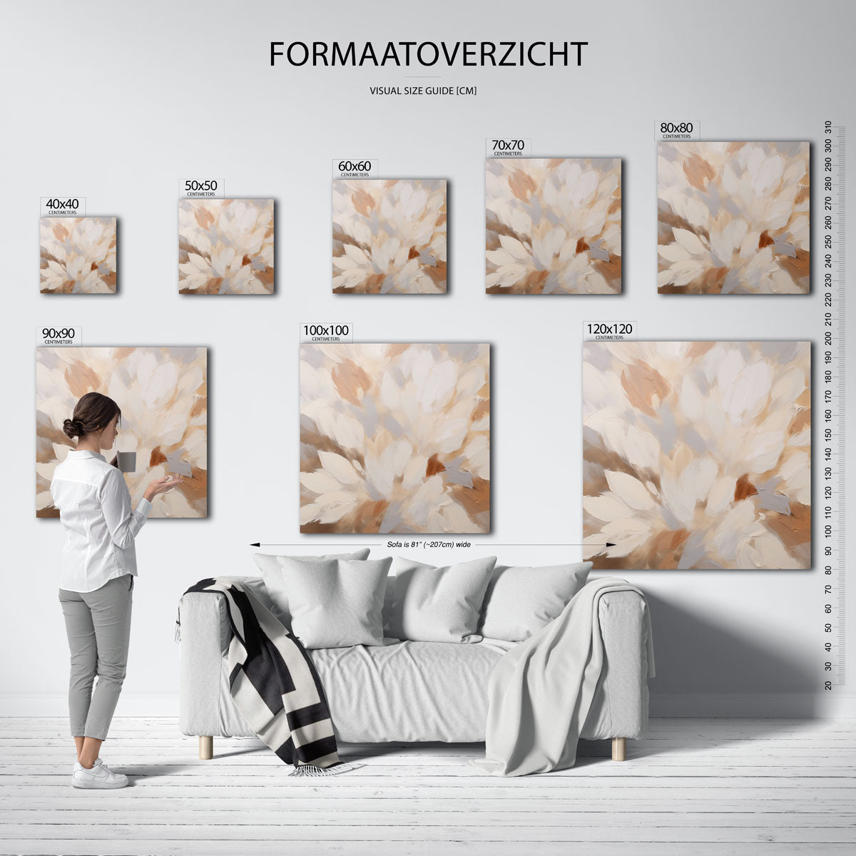 Bladvormen in neutrale tinten Poster