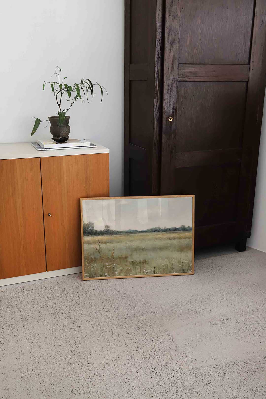 Landschap met veld en bomen Poster