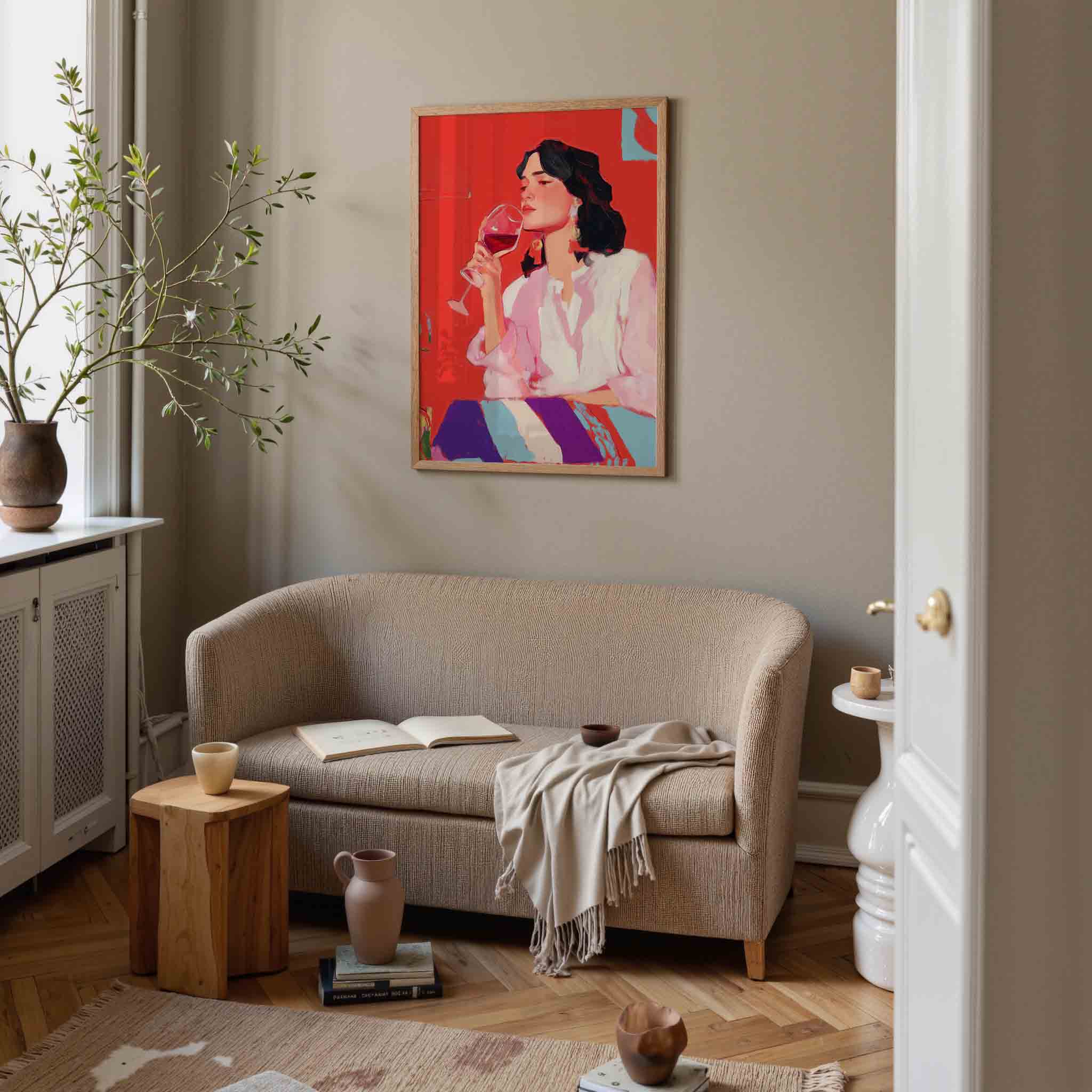 Vrouw met wijnglas Poster