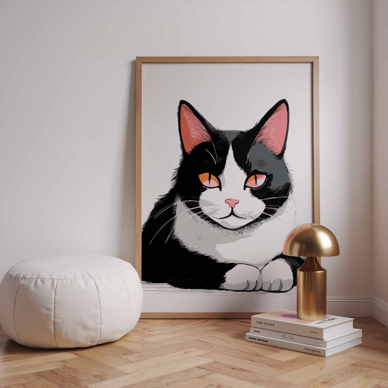 Chique Kattenportret in Zwart & Wit Poster-WallArtistic