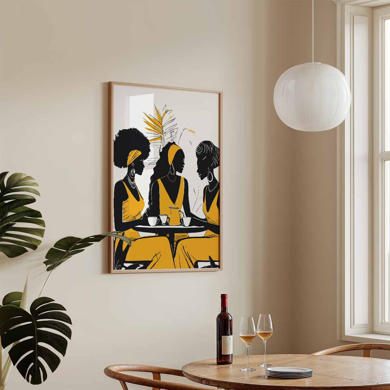 Gezellige Koffieklets Vriendinnen Poster-WallArtistic