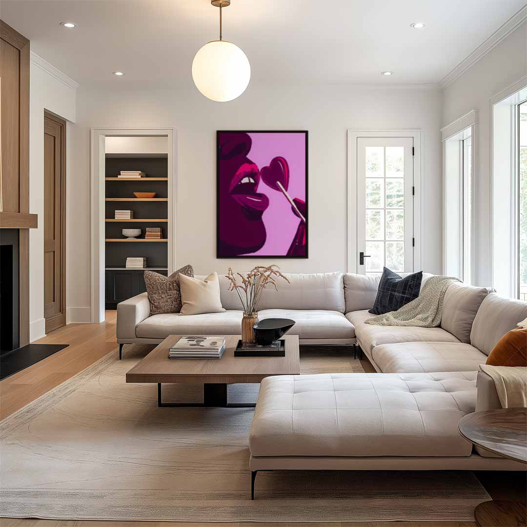 Liefdeslolly in Pop Art Kunstwerk-canvas-dibond-plexiglas-wanddecoratie-WallArtistic