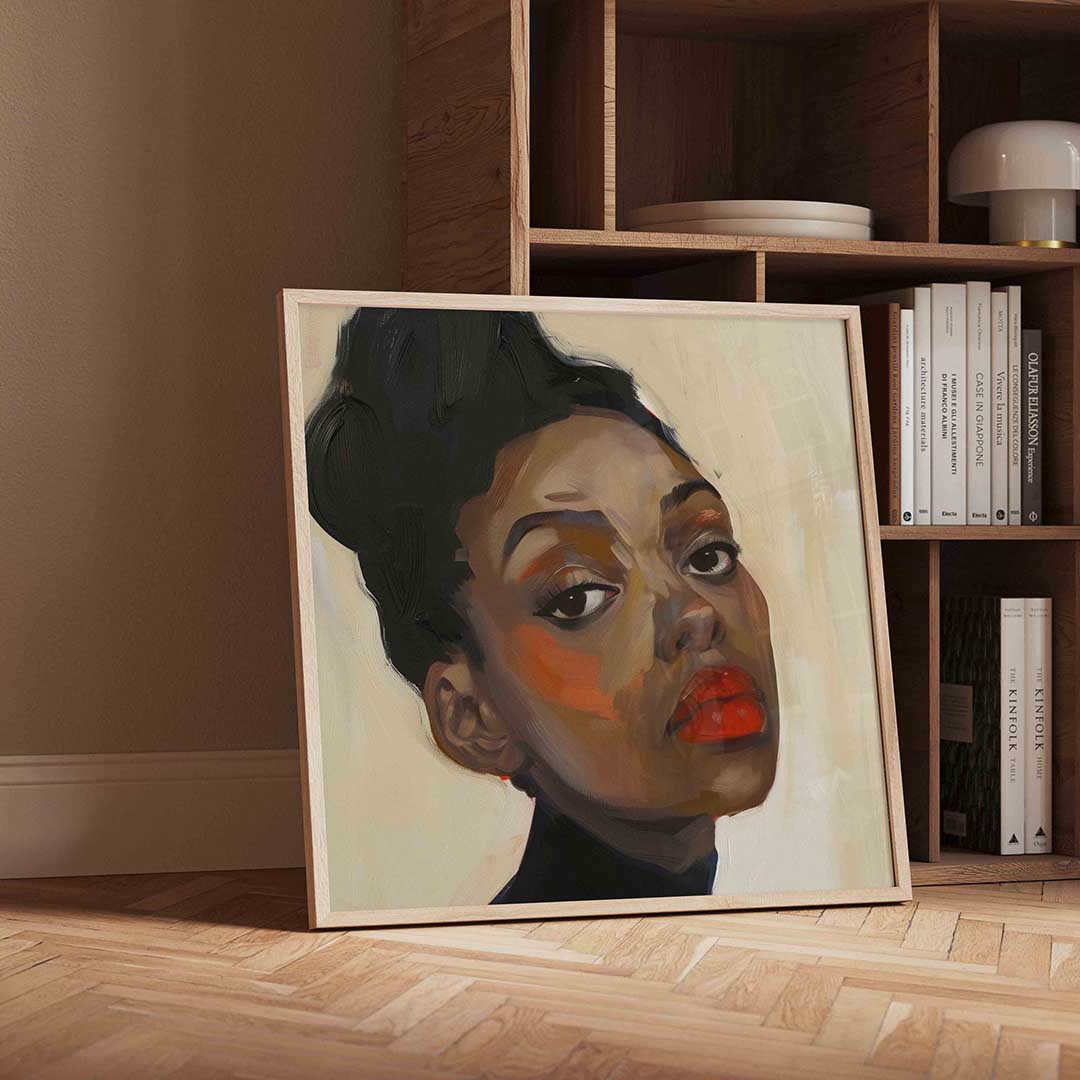 Portret met rode lippen Poster