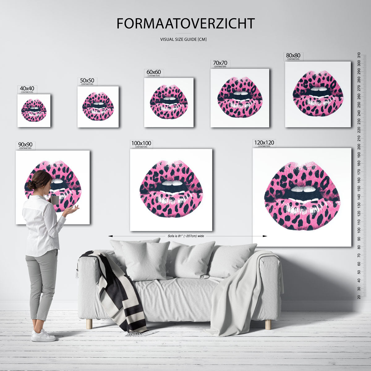 Roze lippen met stippen Poster