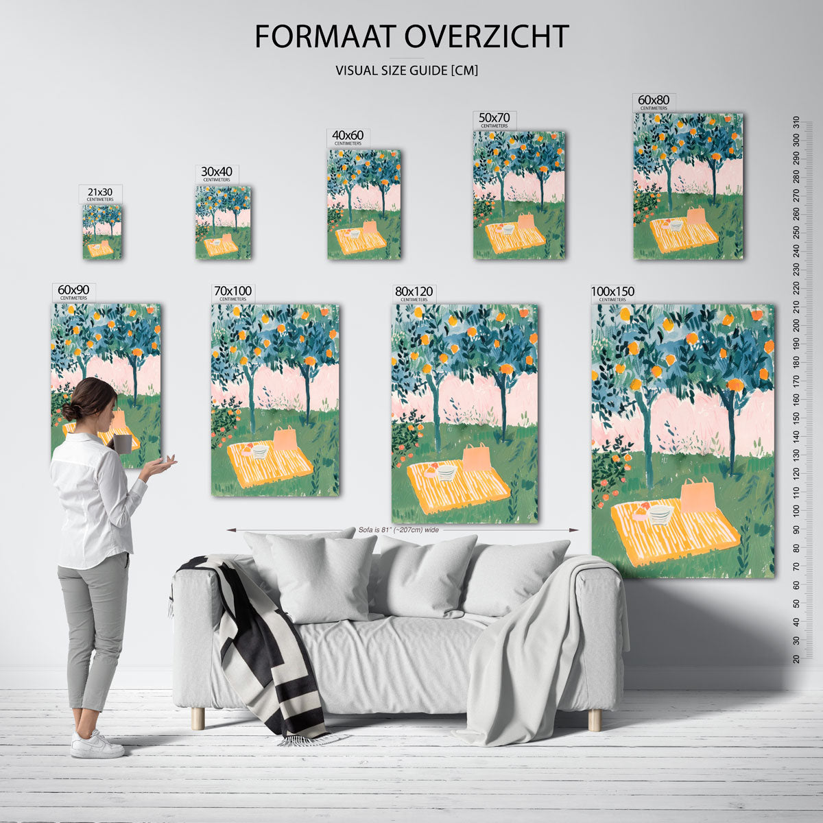 Picknick onder sinaasappelbomen Poster