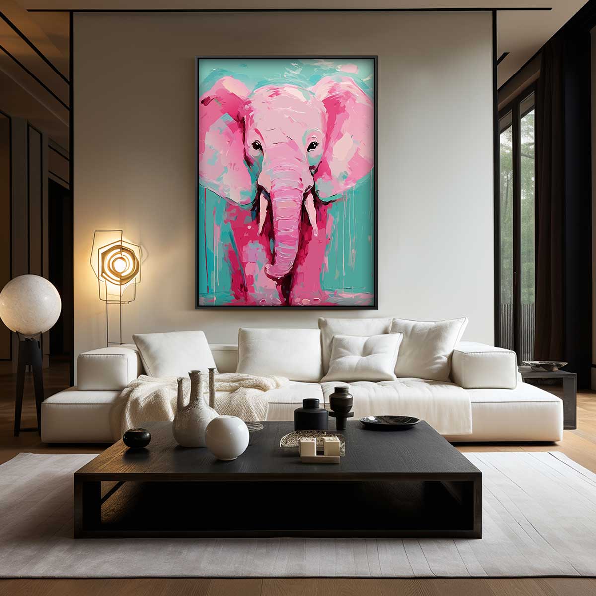 Kleurrijke Olifantenkunst Kunstwerk-canvas-dibond-plexiglas-wanddecoratie-WallArtistic