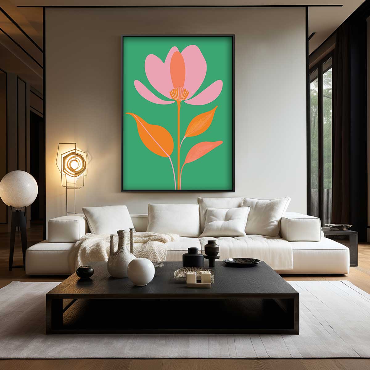 Vrolijke Bloem in de Wind Kunstwerk-canvas-dibond-plexiglas-wanddecoratie-WallArtistic