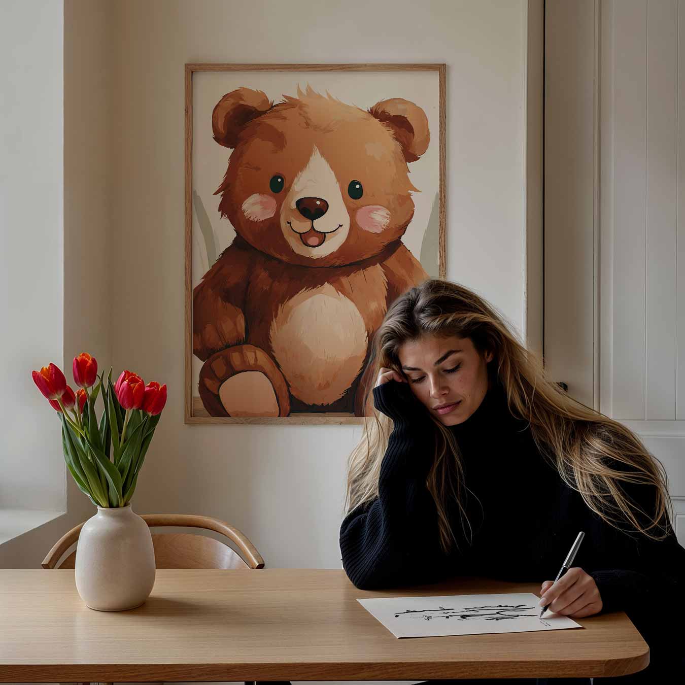 Schattige Knuffelbeer Poster-WallArtistic