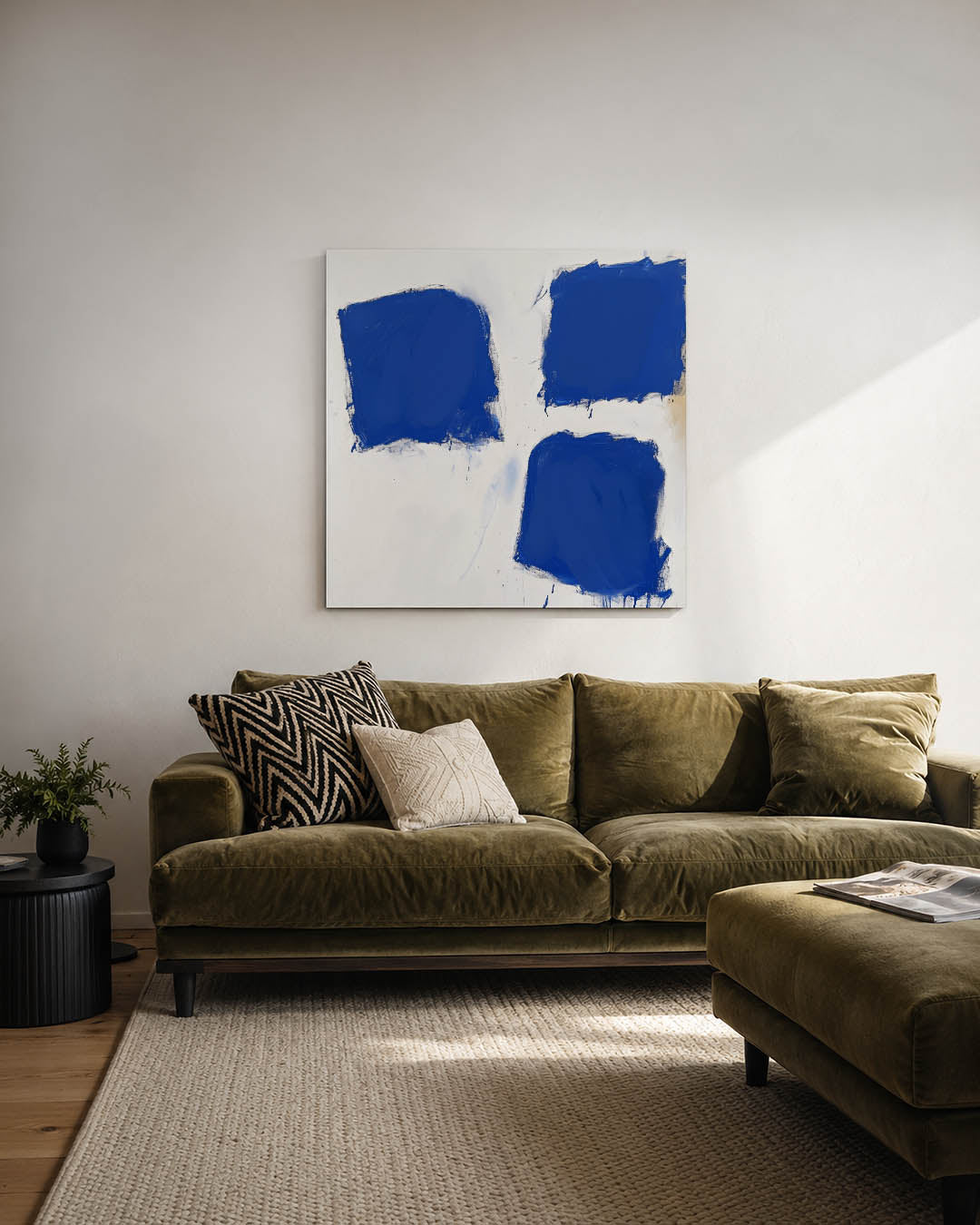 Dynamische blauwe vlakken Kunstwerk