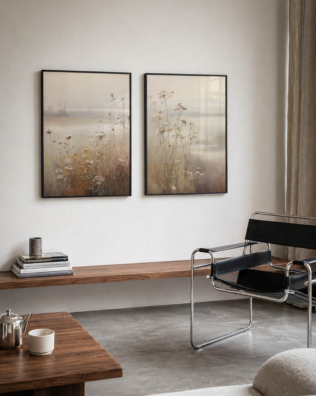 Mistige bloemenweide Posterset