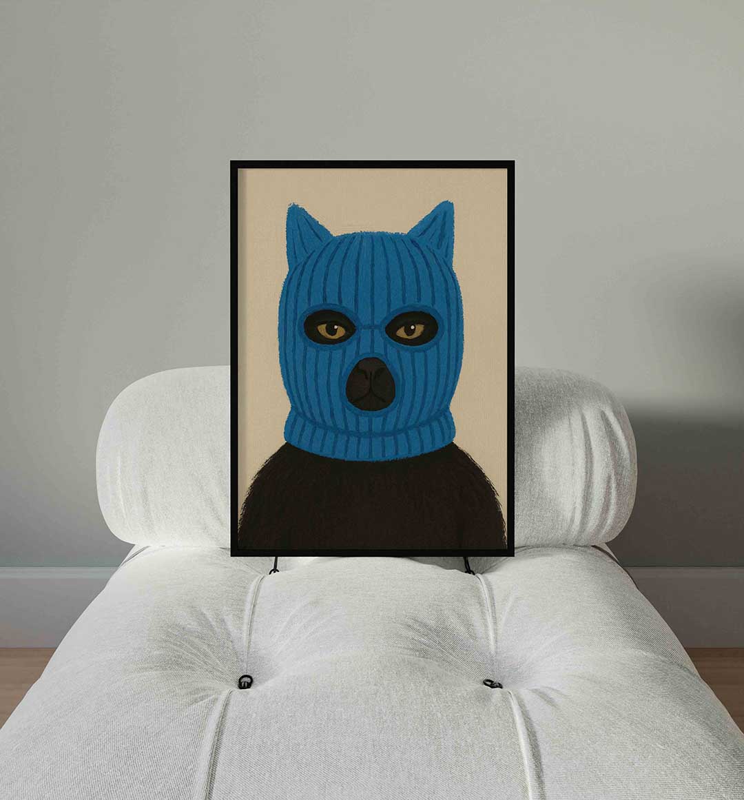 Kat met blauwe muts Poster