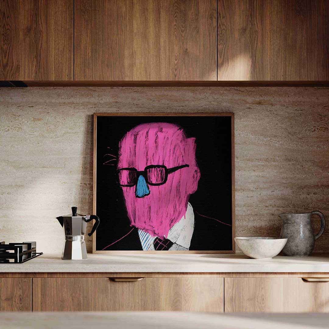 Roze gezicht met bril Poster
