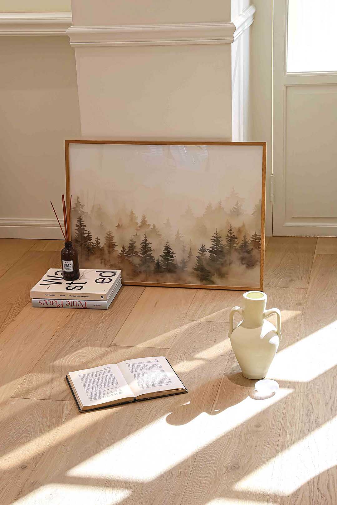Mistig boslandschap Poster