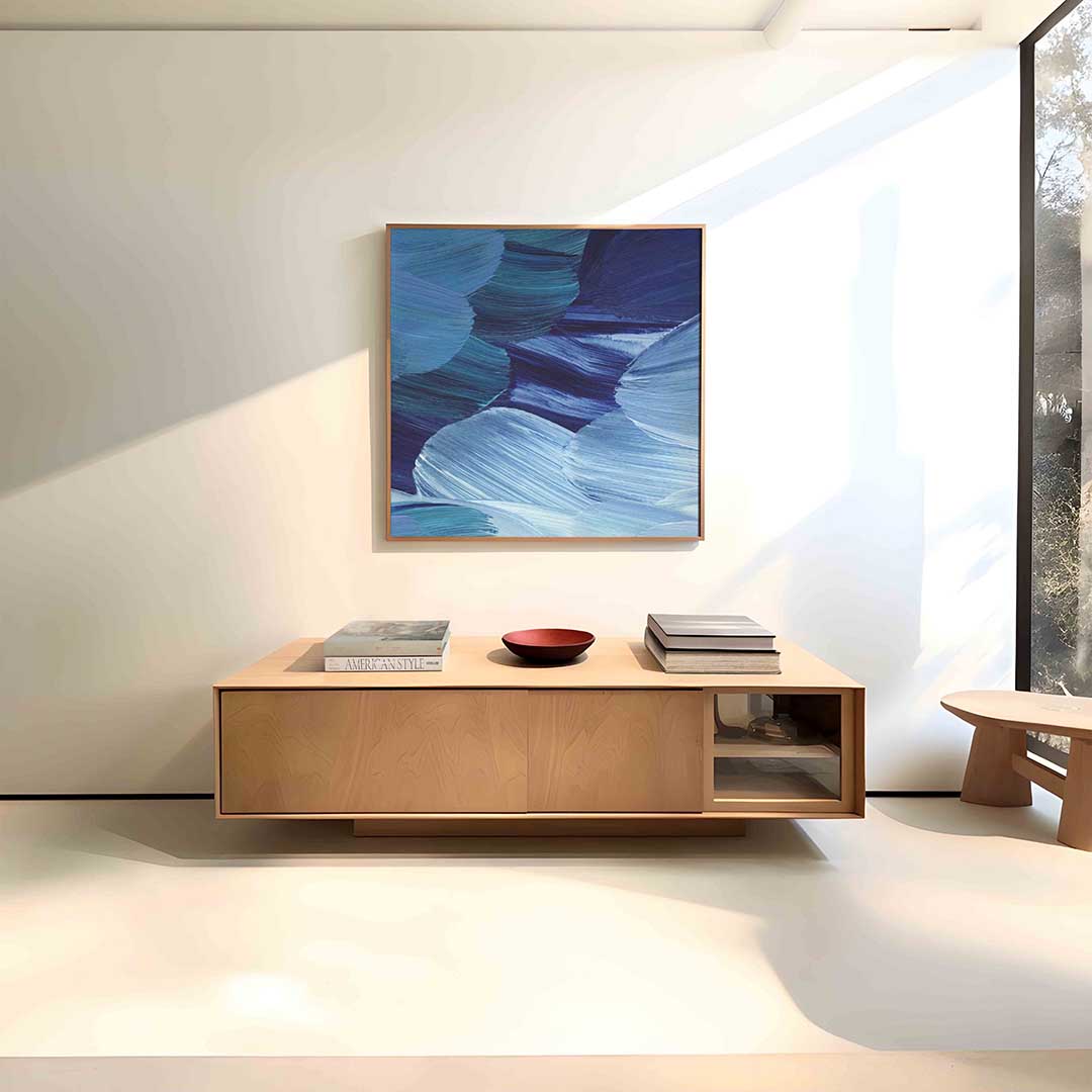 Abstracte blauwe penseelstreken Poster