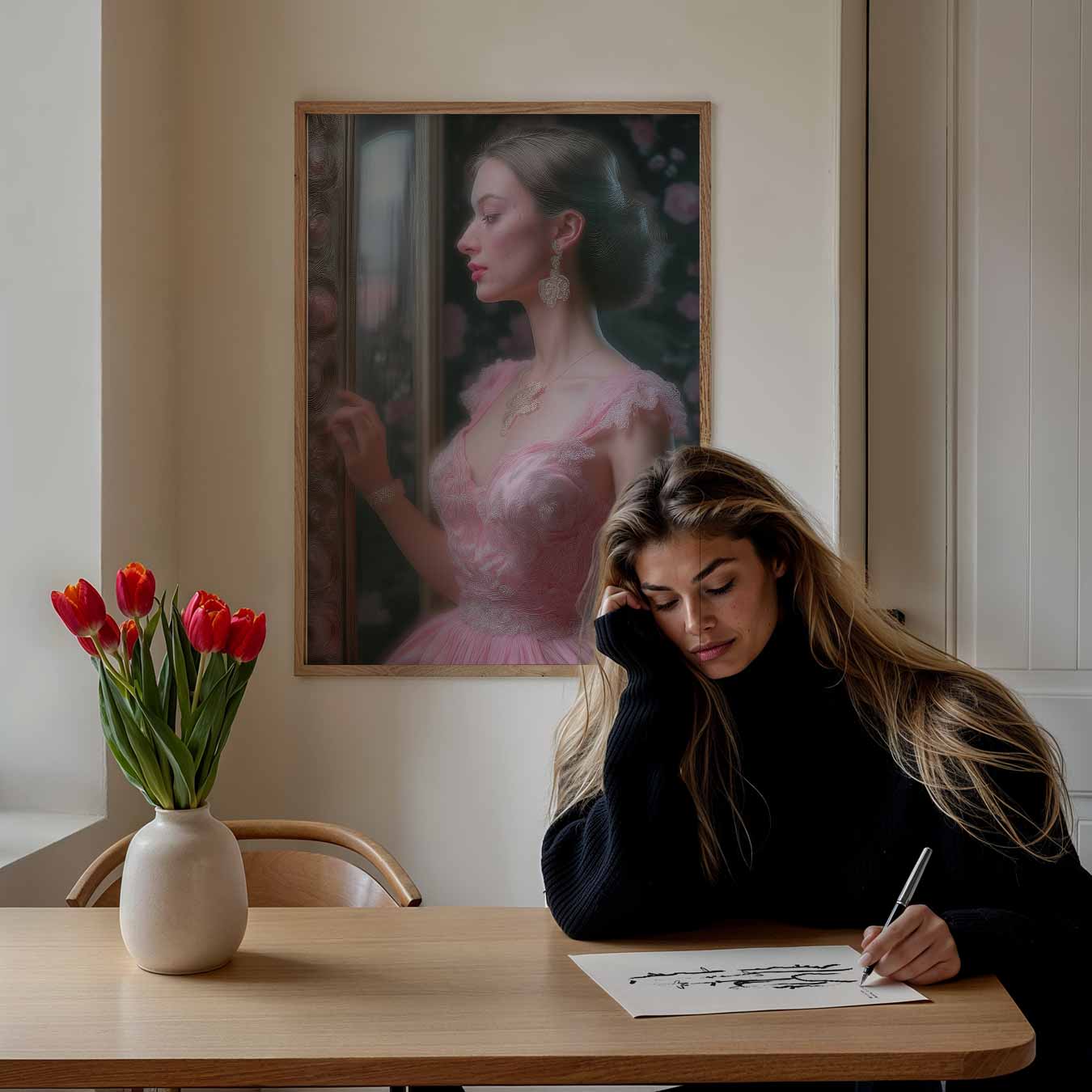 Dromerige Elegantie in Roze Poster-WallArtistic
