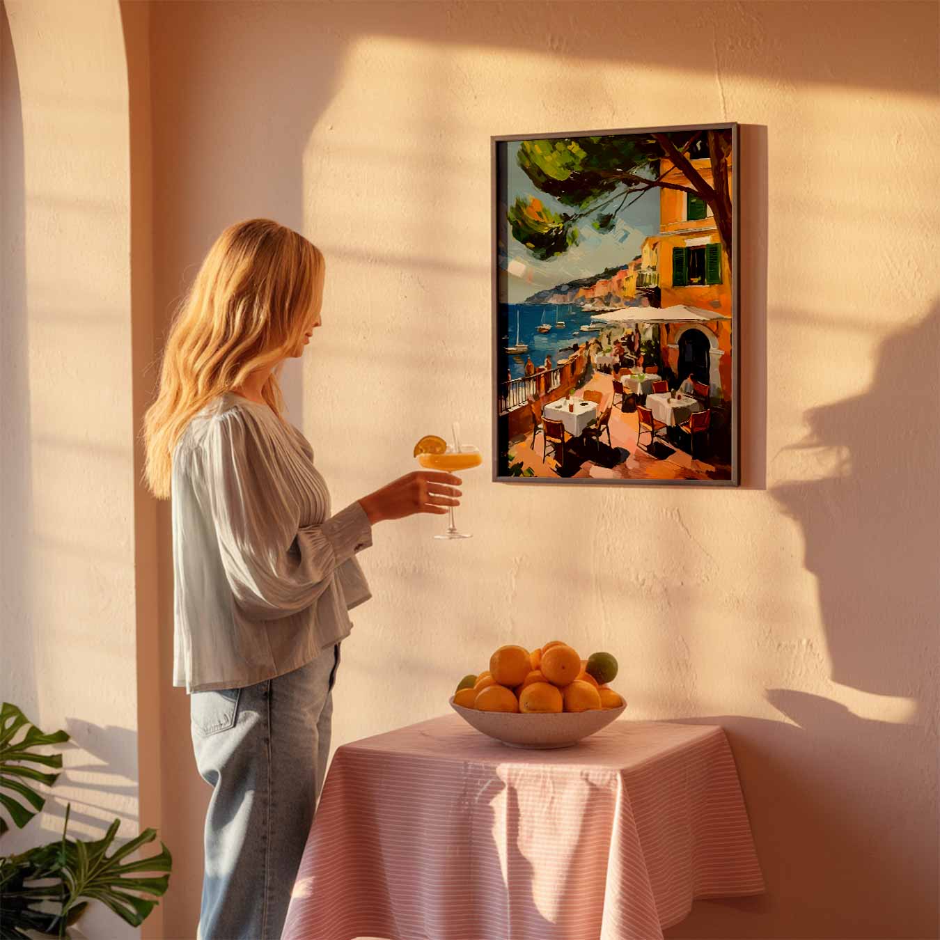 Mediterrane Droom: Uitzicht op de Zee Poster-WallArtistic