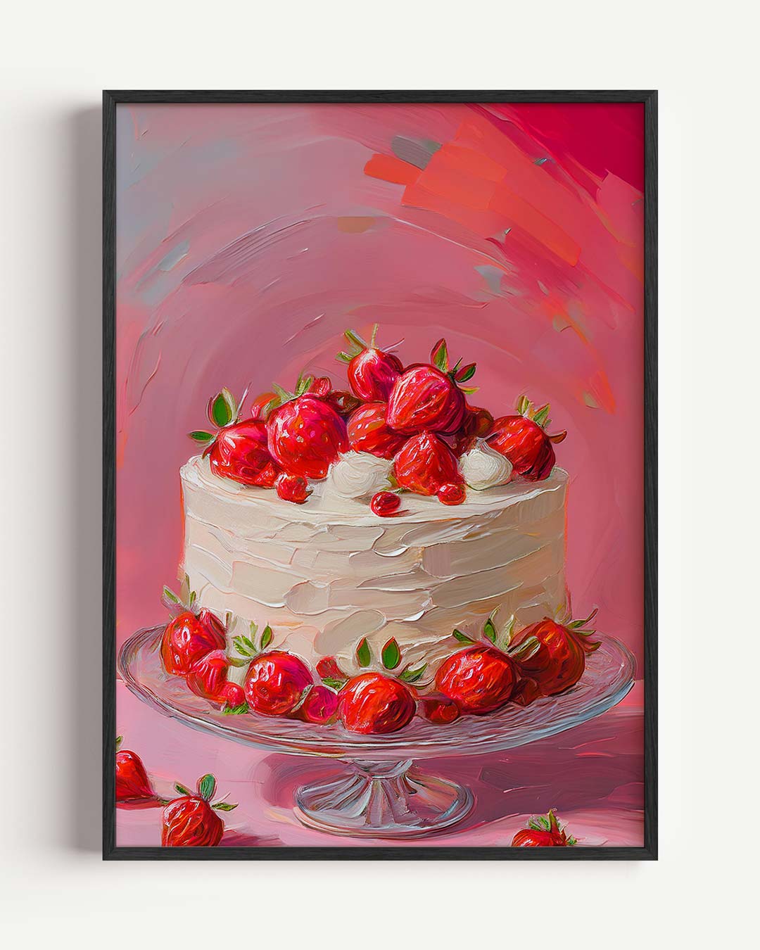 Zomerse Aardbeientaart Kunstposter-WallArtistic
