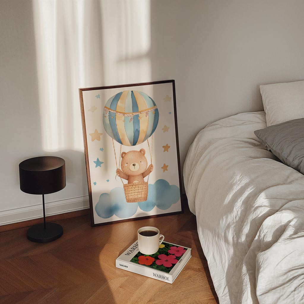 Dromerige Berenluchtballon Kinderkamerposter-WallArtistic