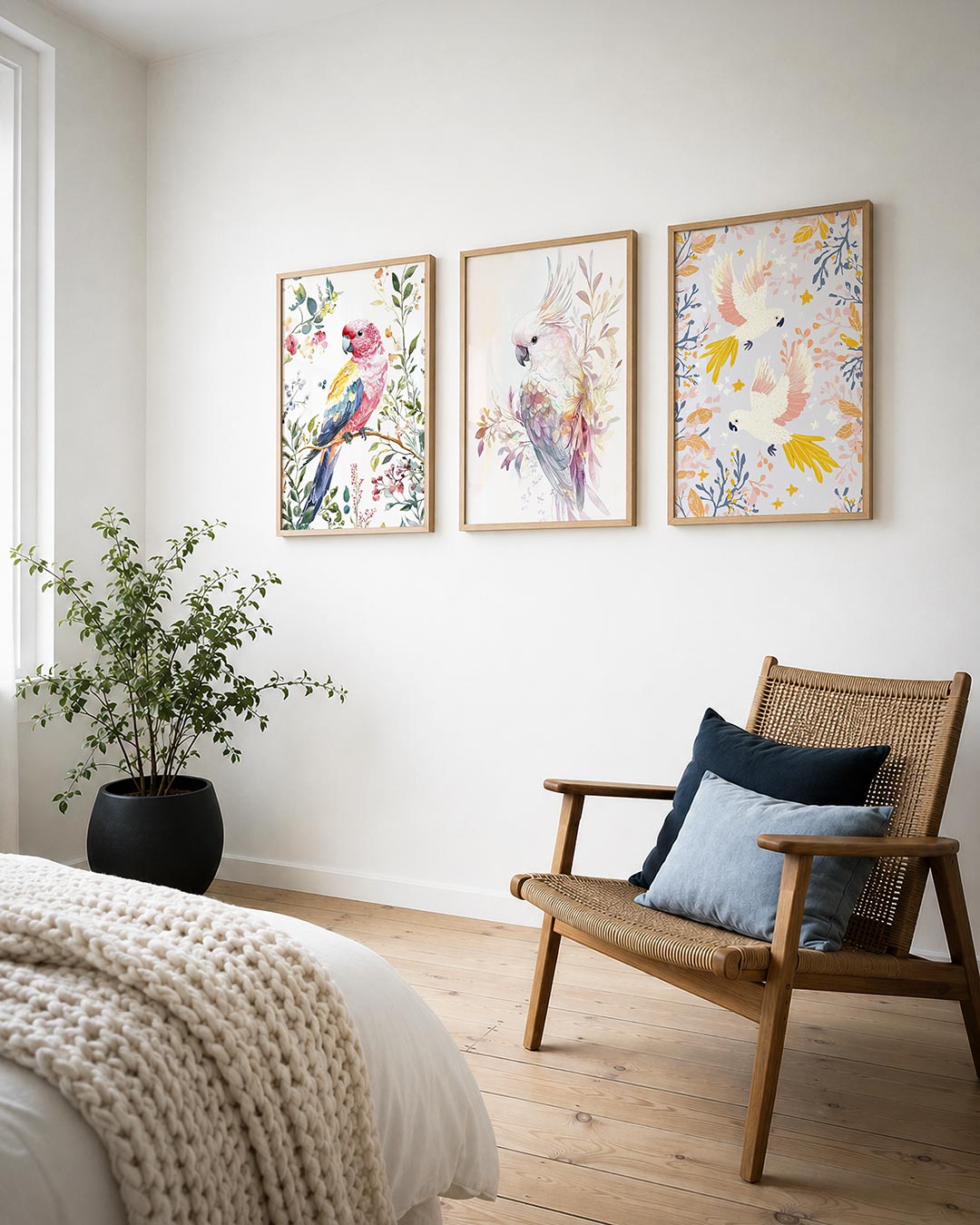 Vogel en bloemen Posterset